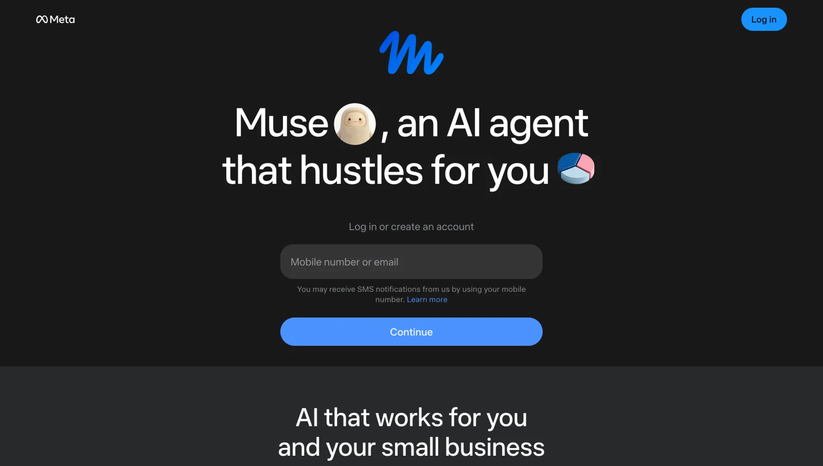 La page Muse for Small Business de Meta
